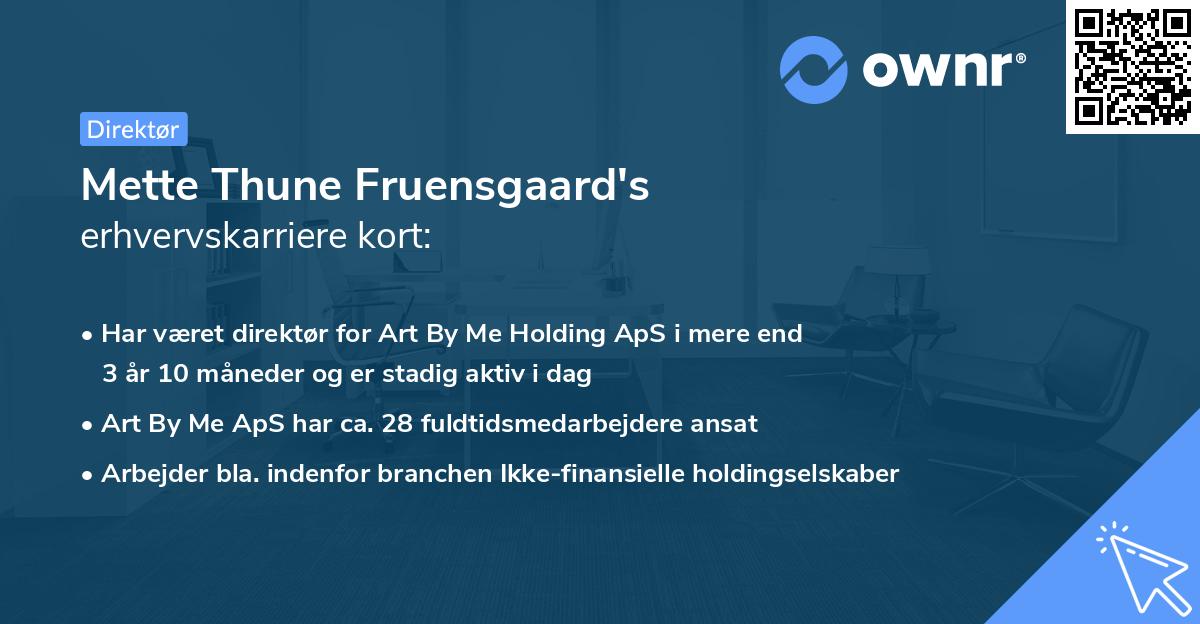 Mette Thune Fruensgaard's erhvervskarriere kort