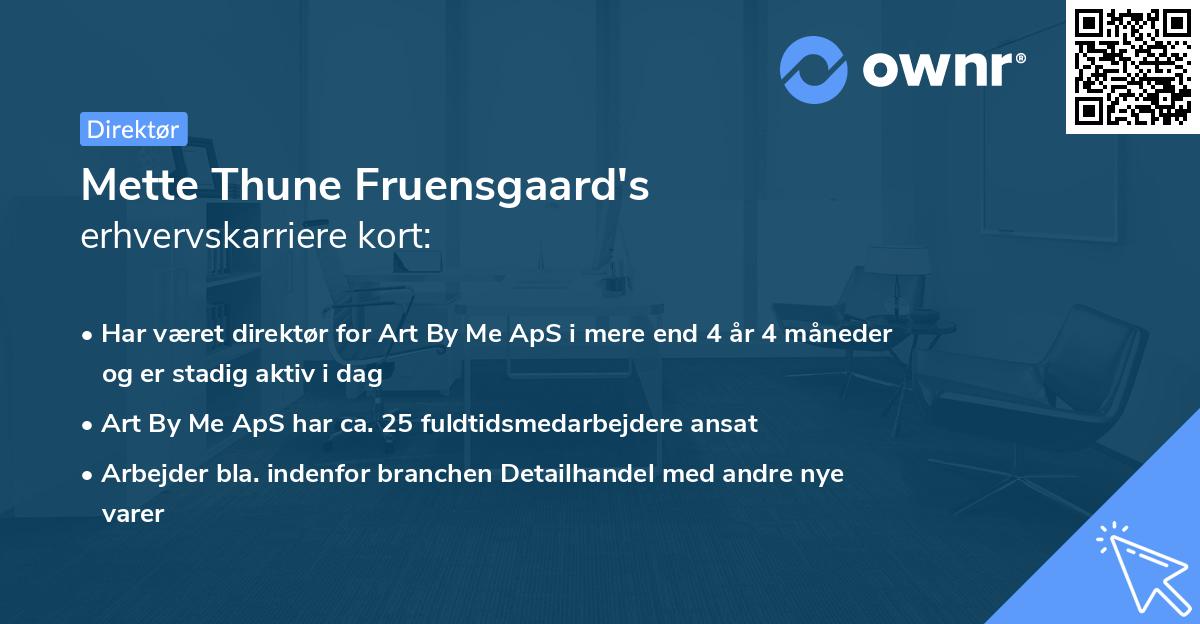 Mette Thune Fruensgaard's erhvervskarriere kort