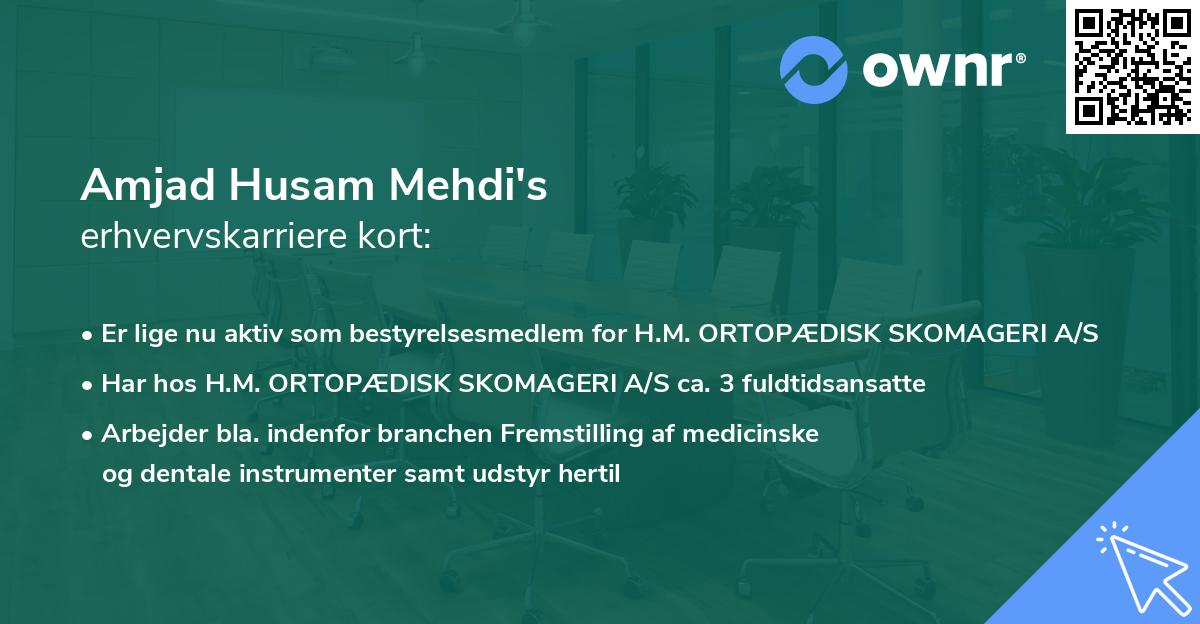 Amjad Husam Mehdi's erhvervskarriere kort