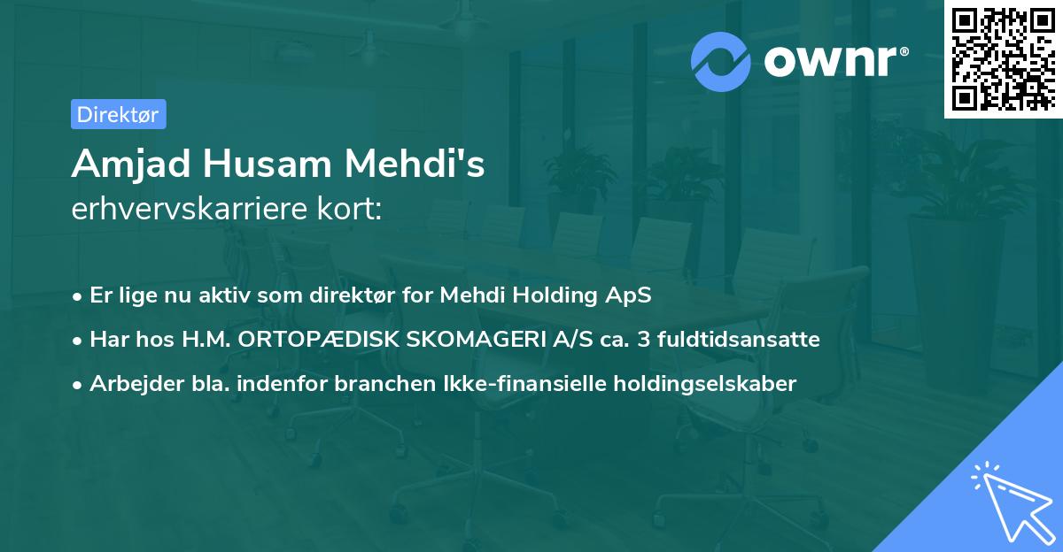 Amjad Husam Mehdi's erhvervskarriere kort