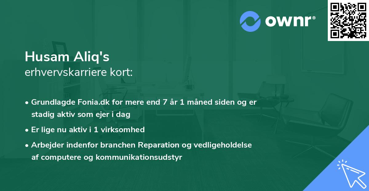 Husam Aliq's erhvervskarriere kort