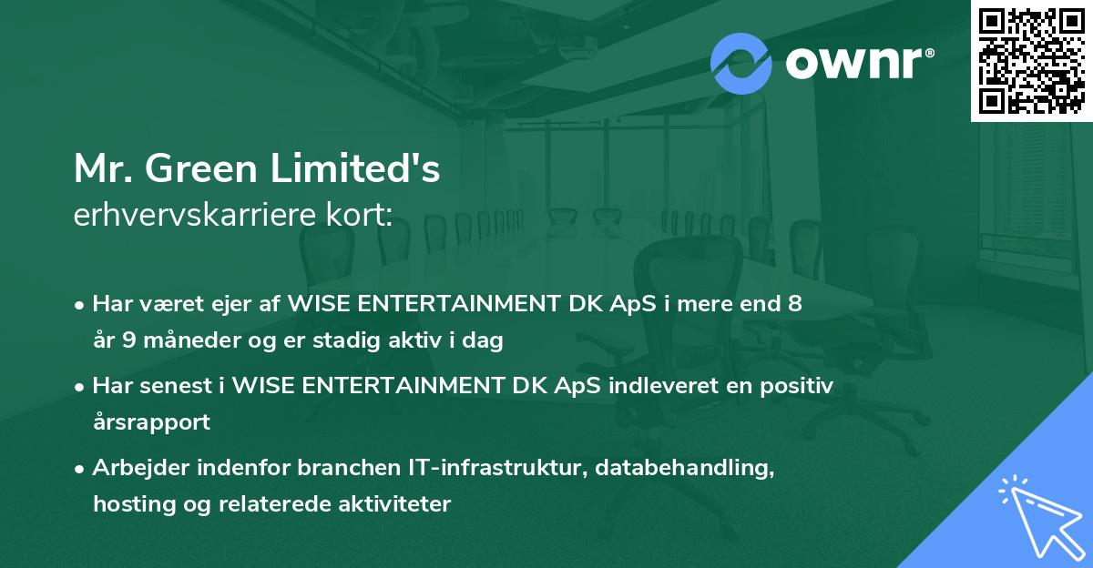Mr. Green Limited's erhvervskarriere kort