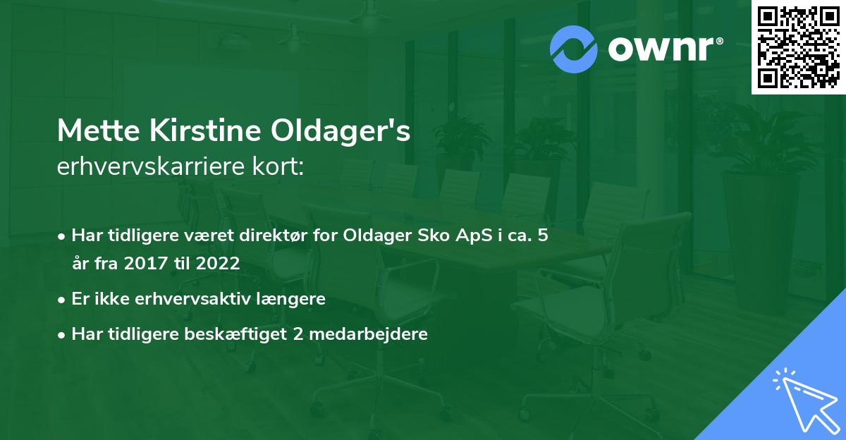 Mette Kirstine Oldager's erhvervskarriere kort