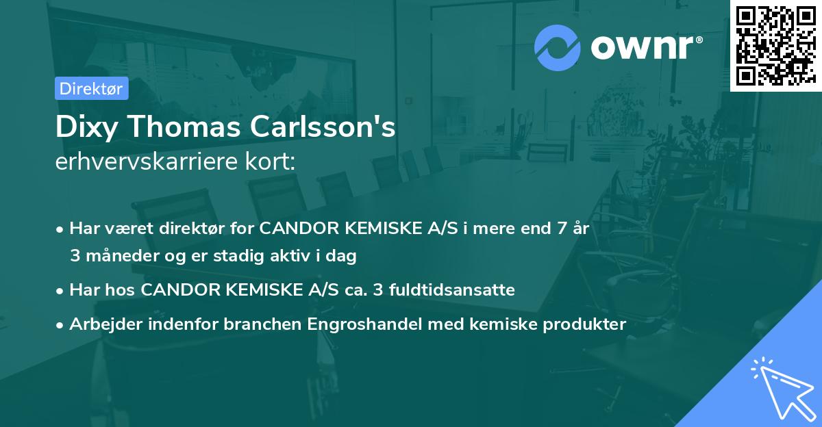 Dixy Thomas Carlsson's erhvervskarriere kort