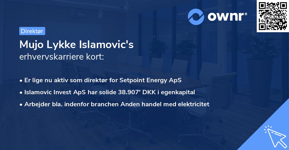 Mujo Lykke Islamovic's erhvervskarriere kort