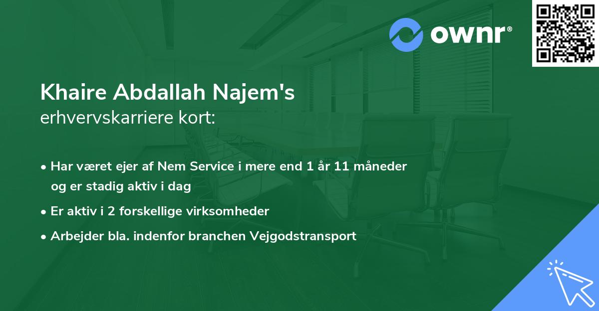 Khaire Abdallah Najem's erhvervskarriere kort