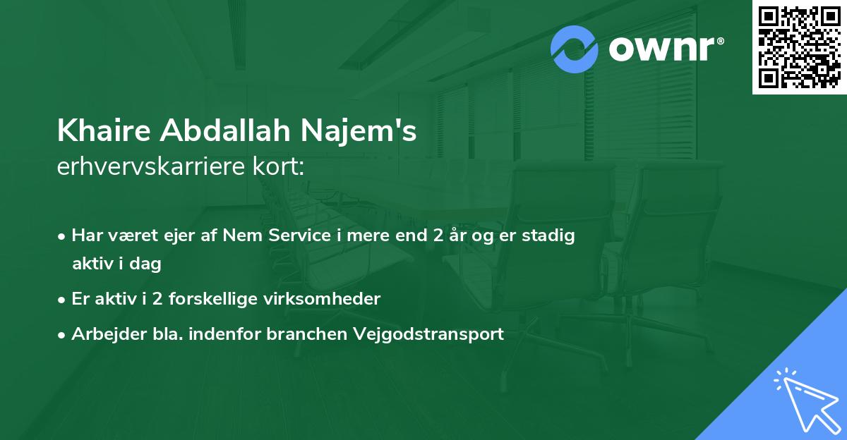 Khaire Abdallah Najem's erhvervskarriere kort