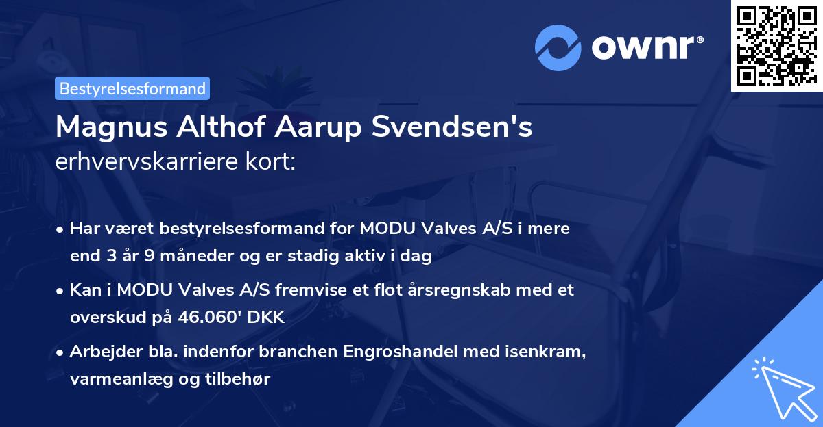 Magnus Althof Aarup Svendsen's erhvervskarriere kort
