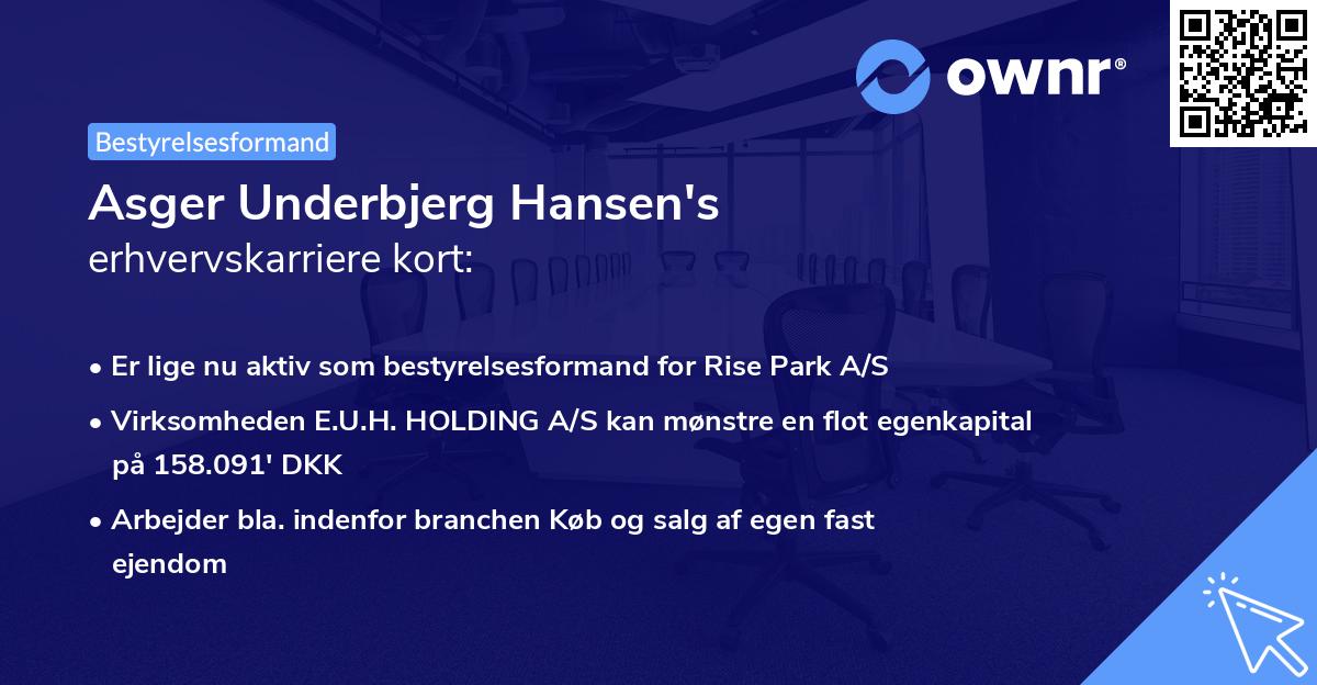 Asger Underbjerg Hansen's erhvervskarriere kort