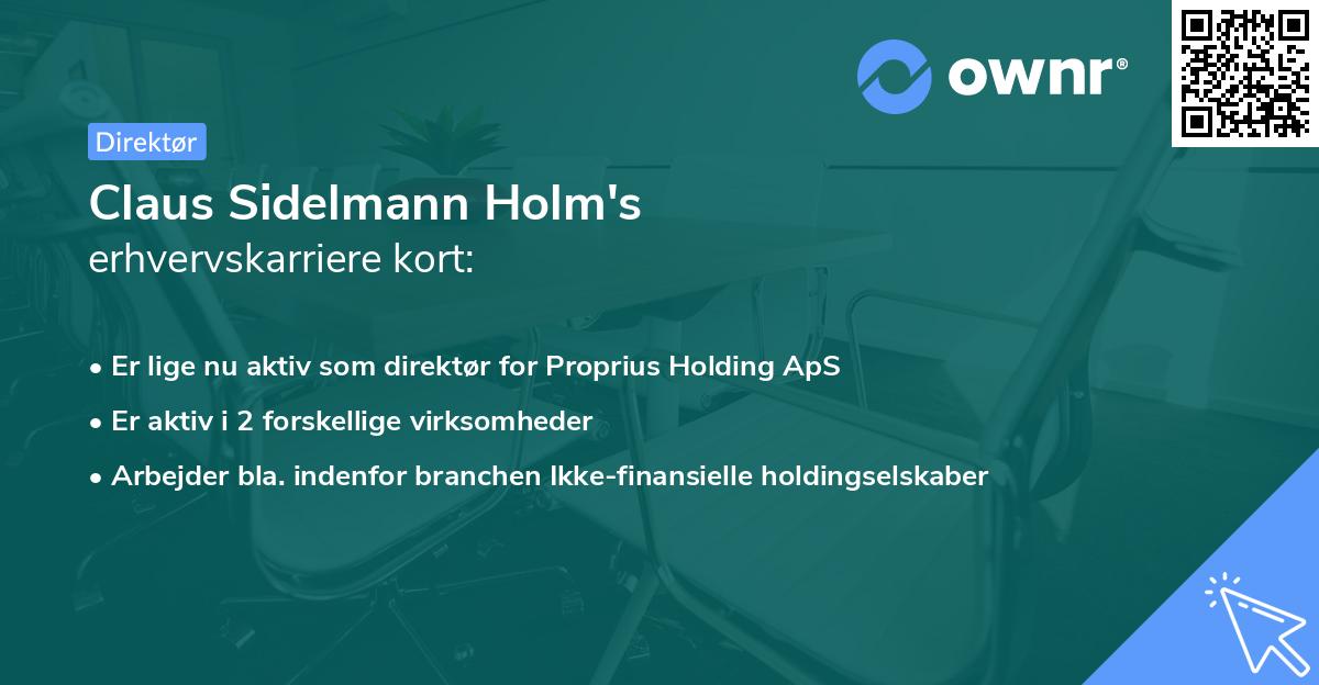 Claus Sidelmann Holm's erhvervskarriere kort