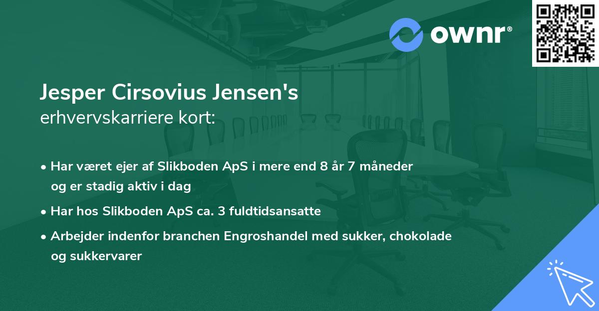 Jesper Cirsovius Jensen's erhvervskarriere kort