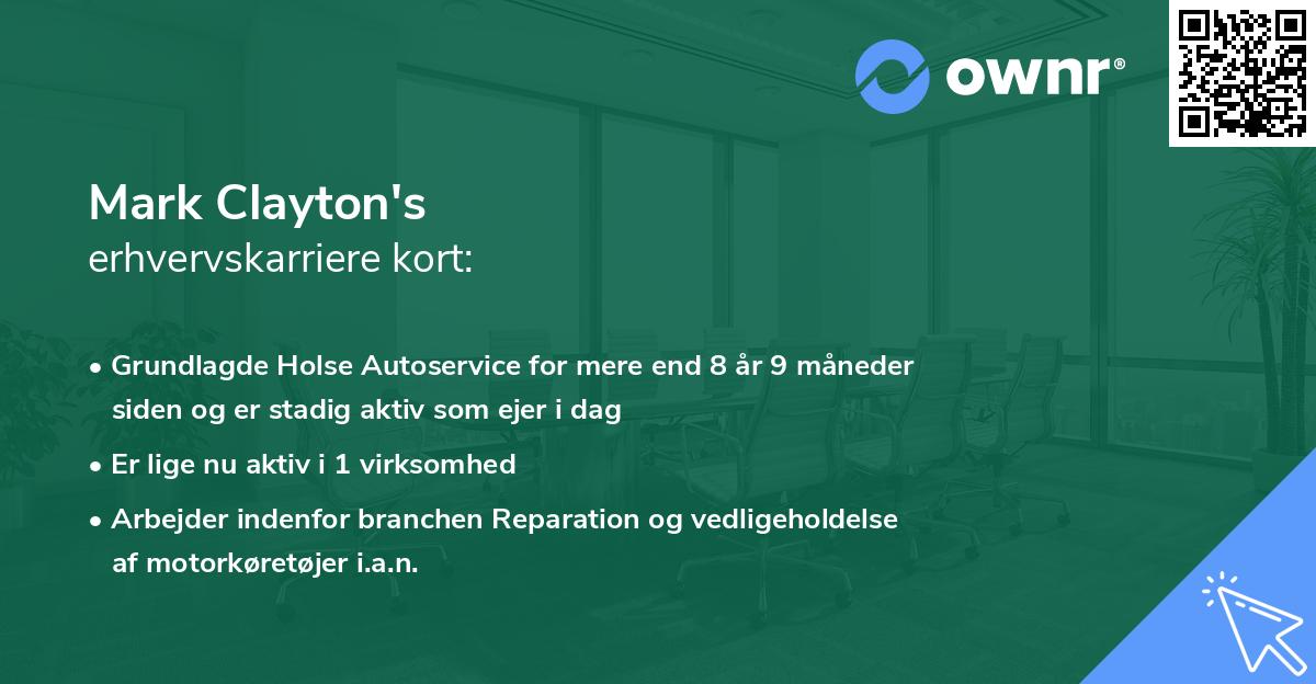 Mark Clayton's erhvervskarriere kort