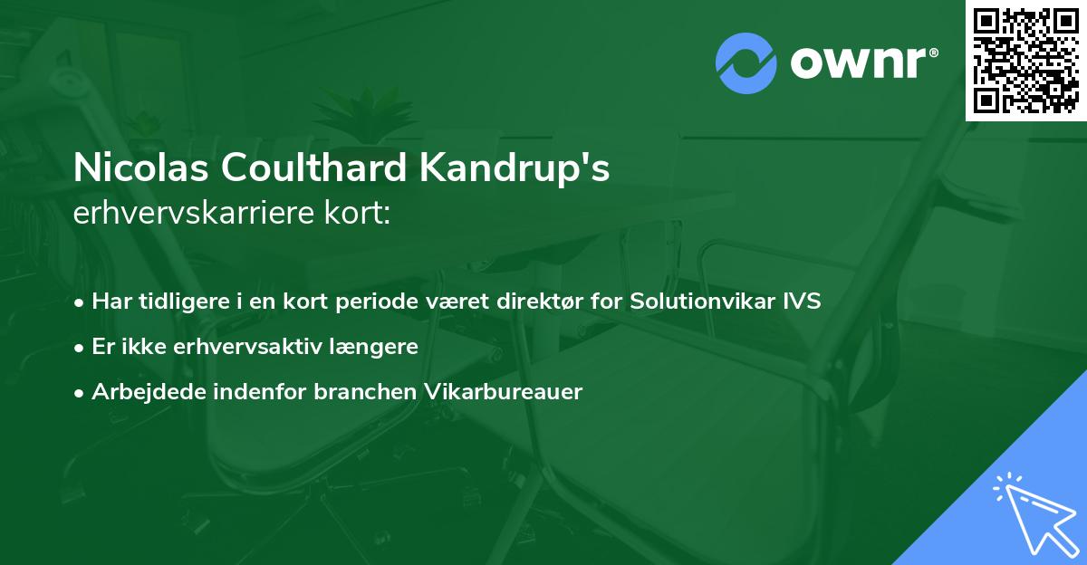 Nicolas Coulthard Kandrup's erhvervskarriere kort