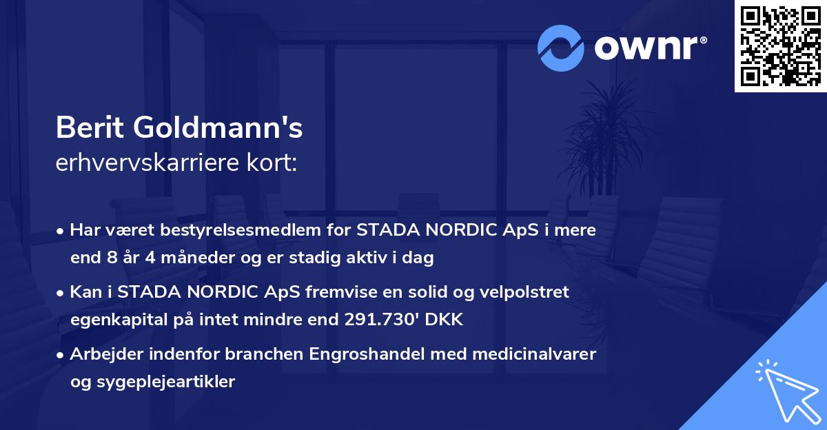 Berit Goldmann's erhvervskarriere kort