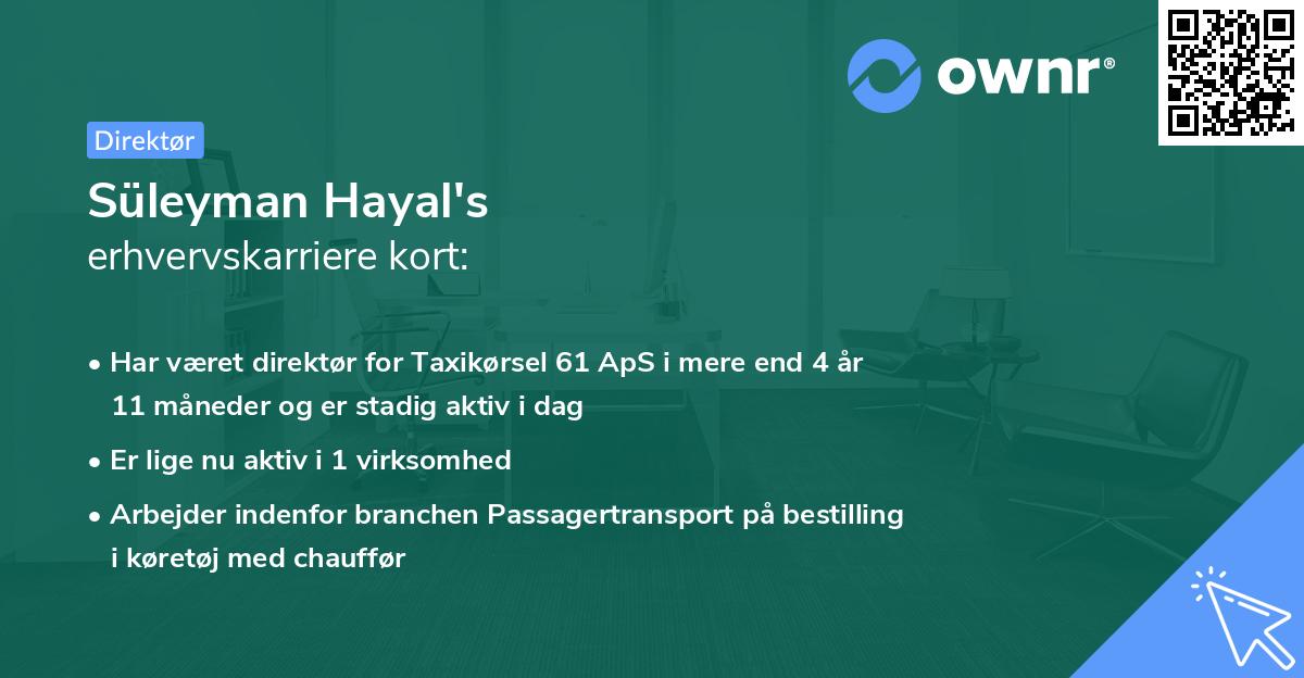 Süleyman Hayal's erhvervskarriere kort