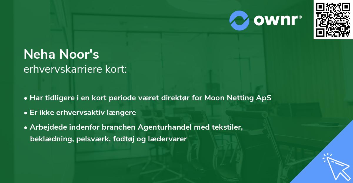 Neha Noor's erhvervskarriere kort
