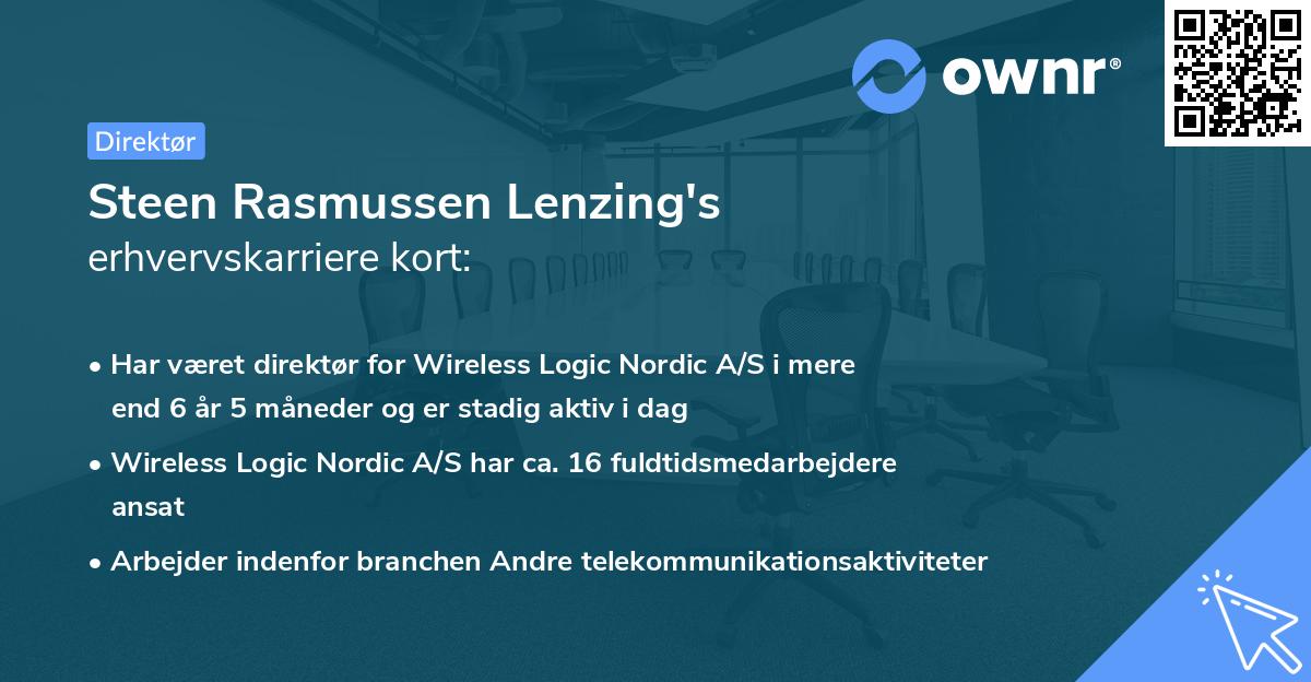 Steen Rasmussen Lenzing's erhvervskarriere kort