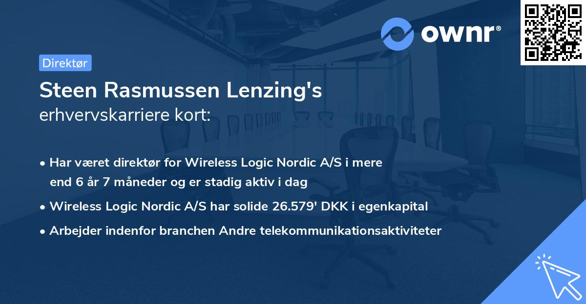 Steen Rasmussen Lenzing's erhvervskarriere kort