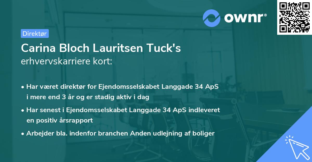 Carina Bloch Lauritsen Tuck's erhvervskarriere kort