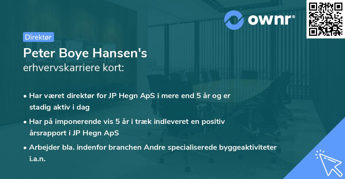 Peter Boye Hansen's erhvervskarriere kort