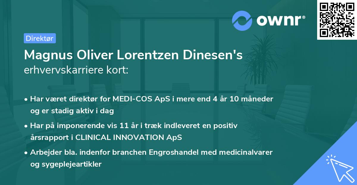 Magnus Oliver Lorentzen Dinesen's erhvervskarriere kort