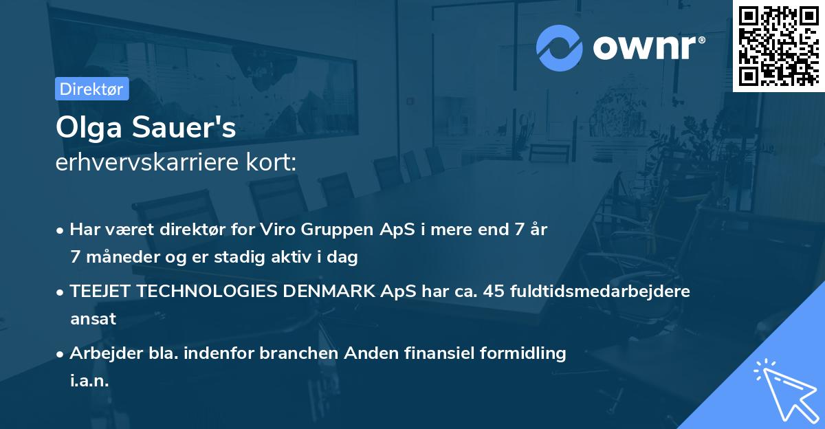 Olga Sauer's erhvervskarriere kort