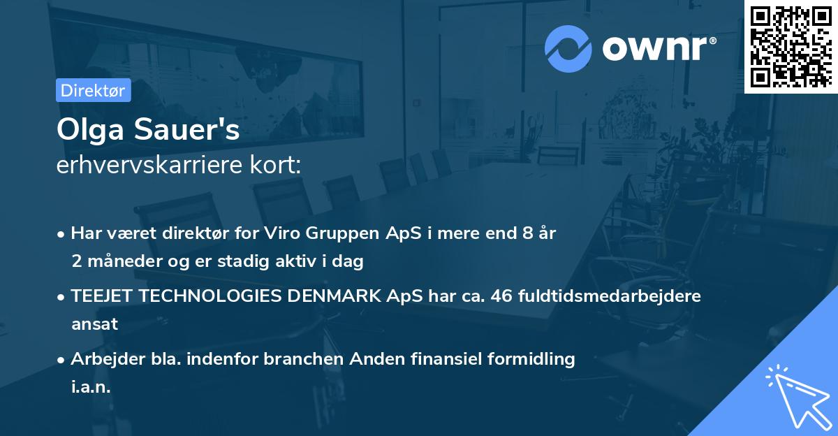 Olga Sauer's erhvervskarriere kort