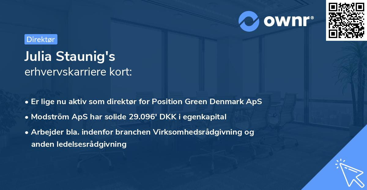 Julia Staunig's erhvervskarriere kort