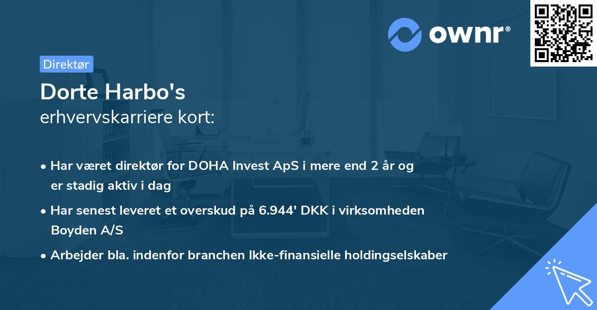 Dorte Harbo's erhvervskarriere kort