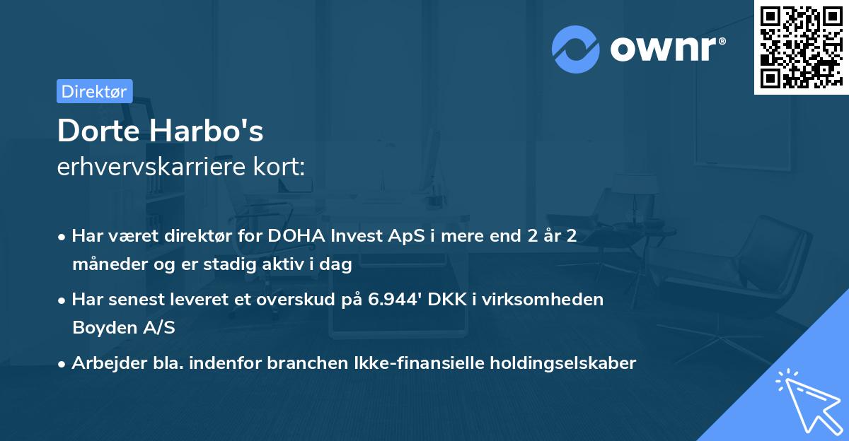 Dorte Harbo's erhvervskarriere kort
