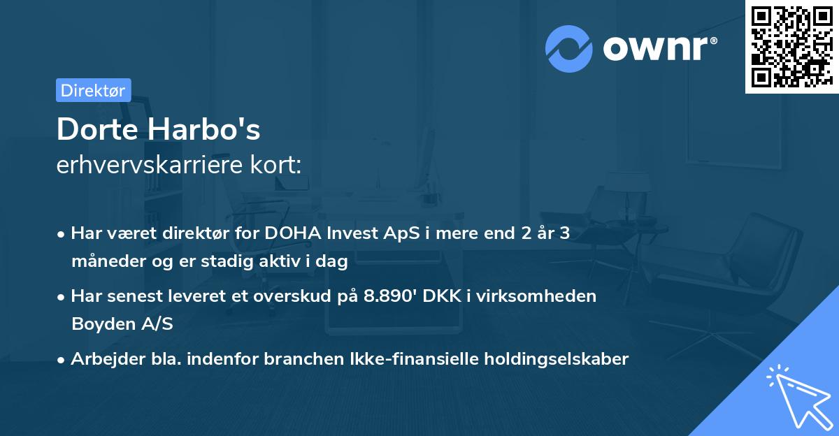 Dorte Harbo's erhvervskarriere kort