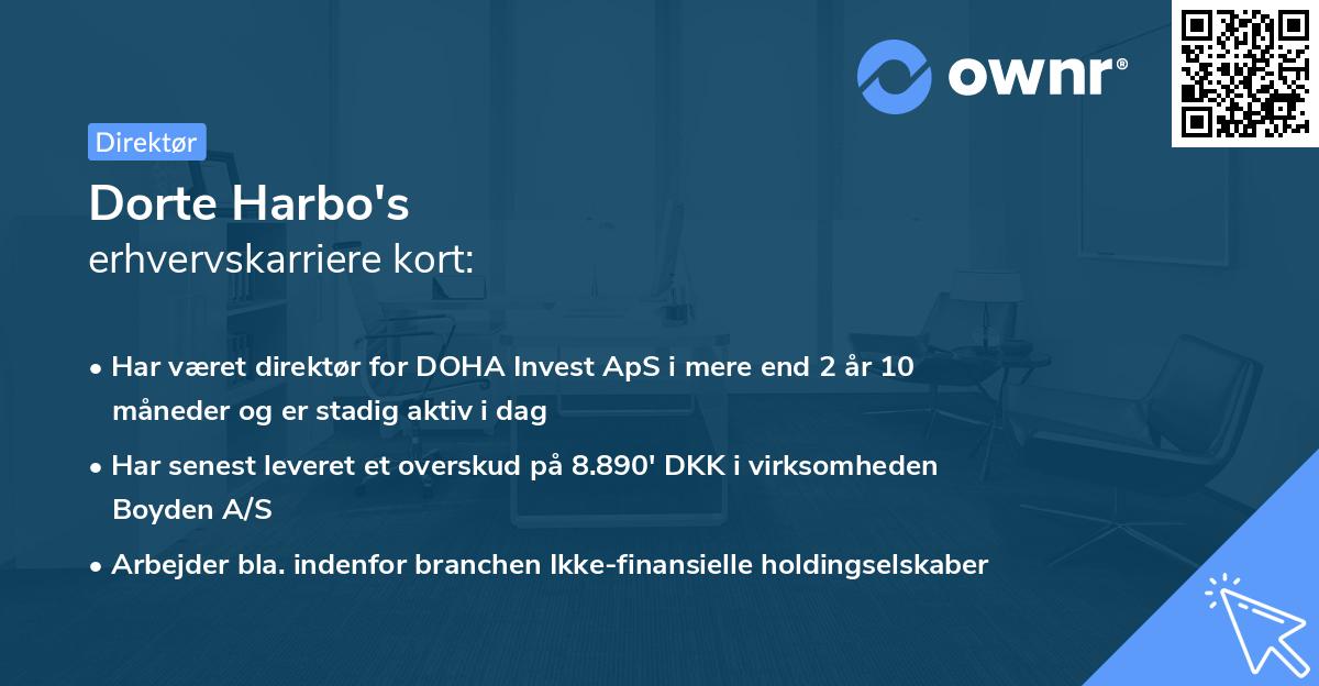 Dorte Harbo's erhvervskarriere kort