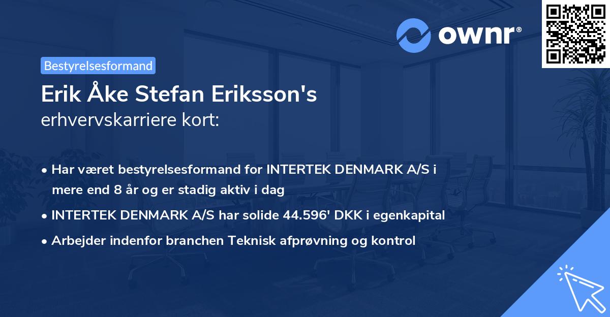 Erik Åke Stefan Eriksson's erhvervskarriere kort