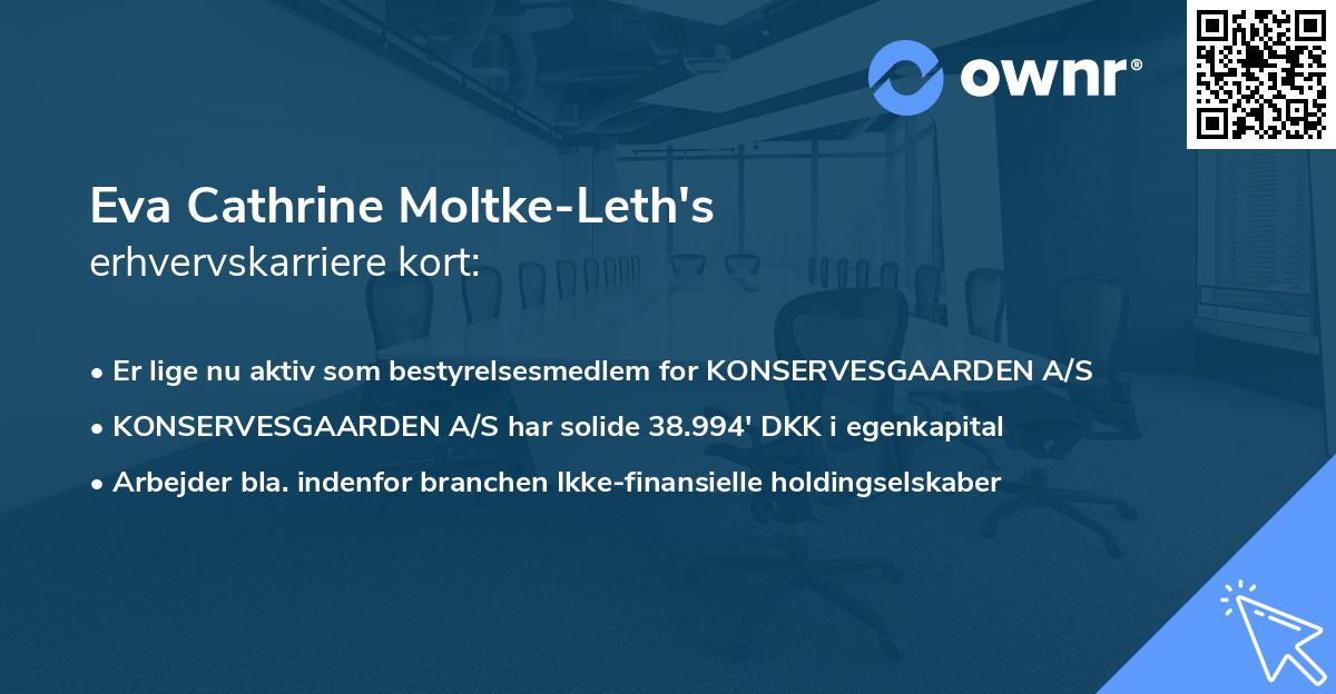 Eva Cathrine Moltke-Leth's erhvervskarriere kort
