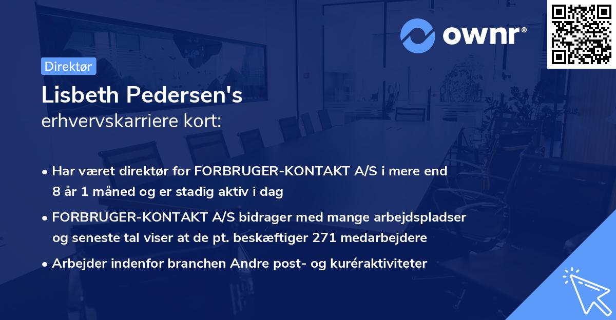 Lisbeth Pedersen's erhvervskarriere kort