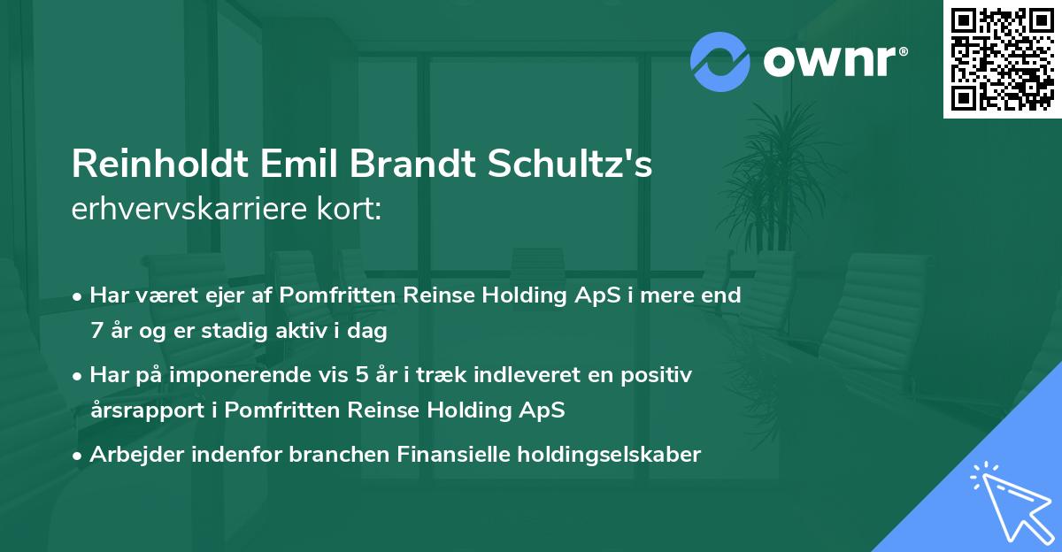 Reinholdt Emil Brandt Schultz's erhvervskarriere kort