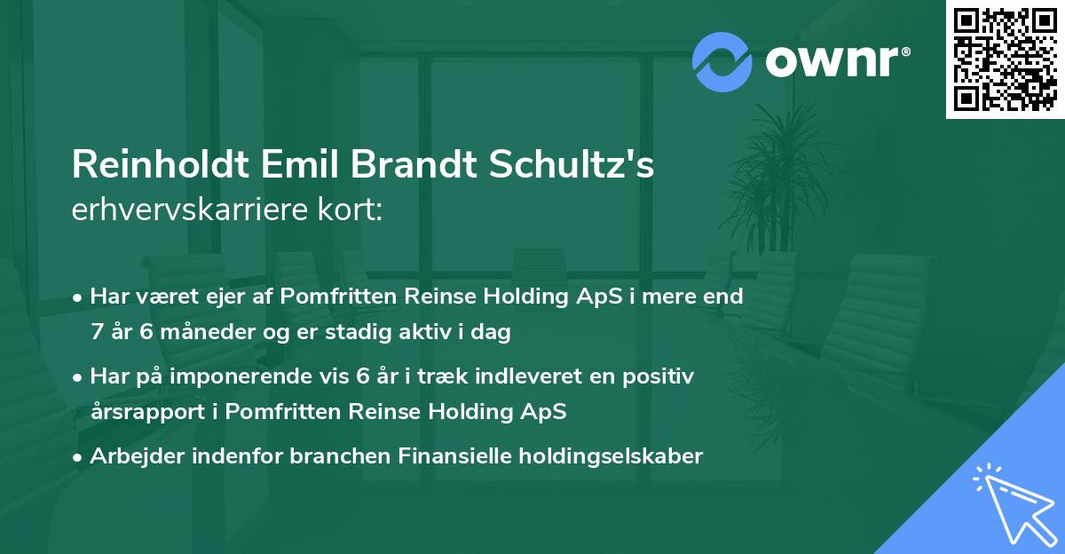 Reinholdt Emil Brandt Schultz's erhvervskarriere kort