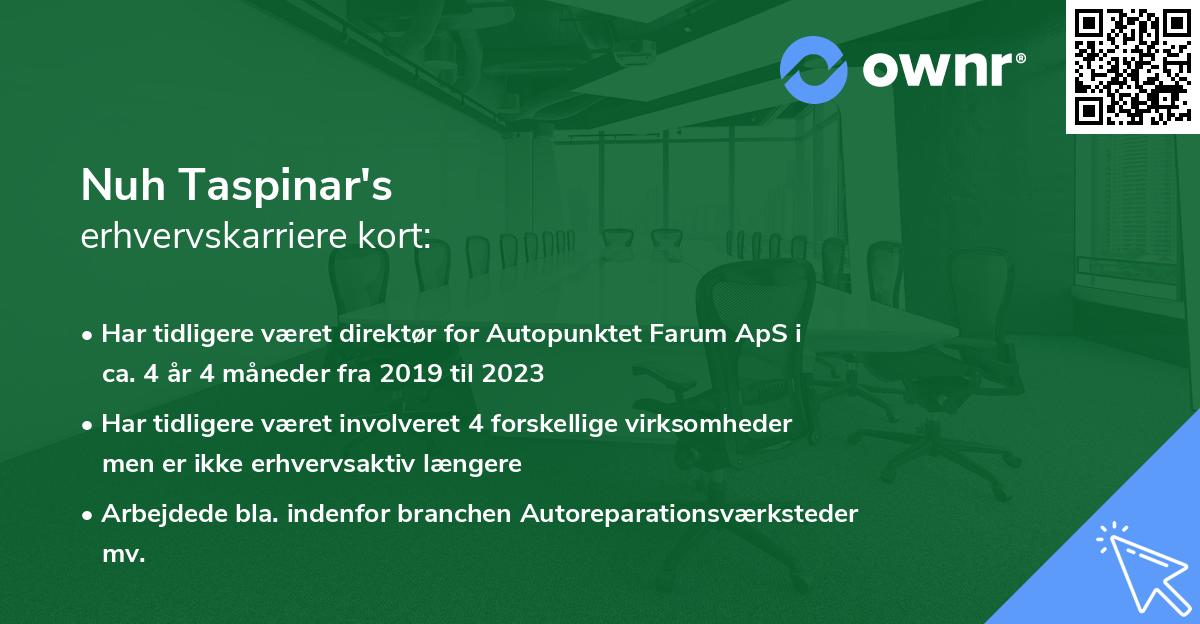 Nuh Taspinar's erhvervskarriere kort