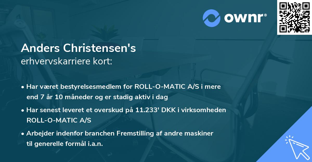 Anders Christensen's erhvervskarriere kort