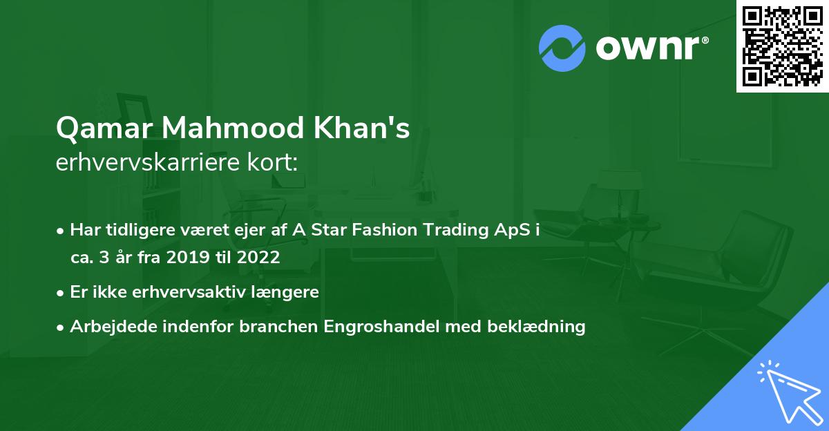 Qamar Mahmood Khan's erhvervskarriere kort
