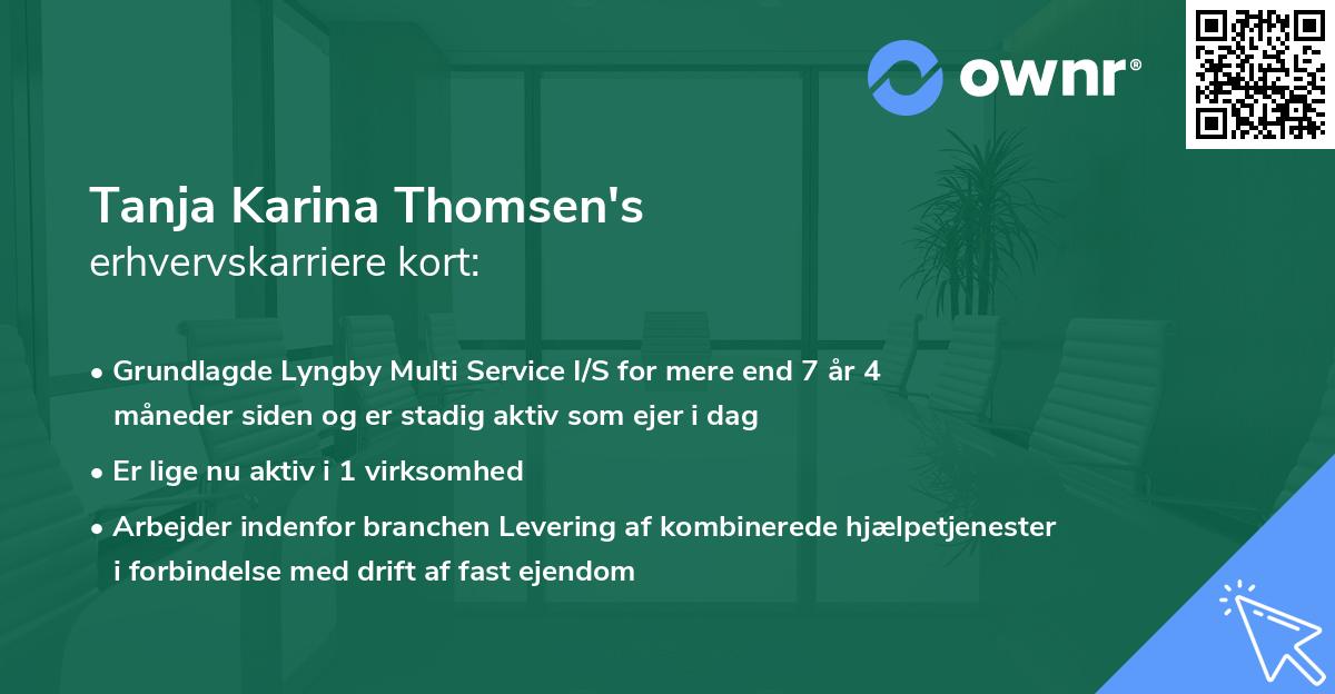 Tanja Karina Thomsen's erhvervskarriere kort