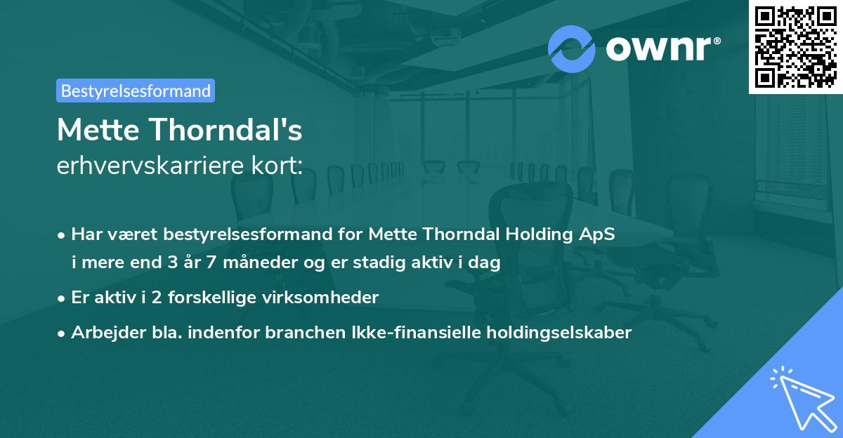 Mette Thorndal's erhvervskarriere kort