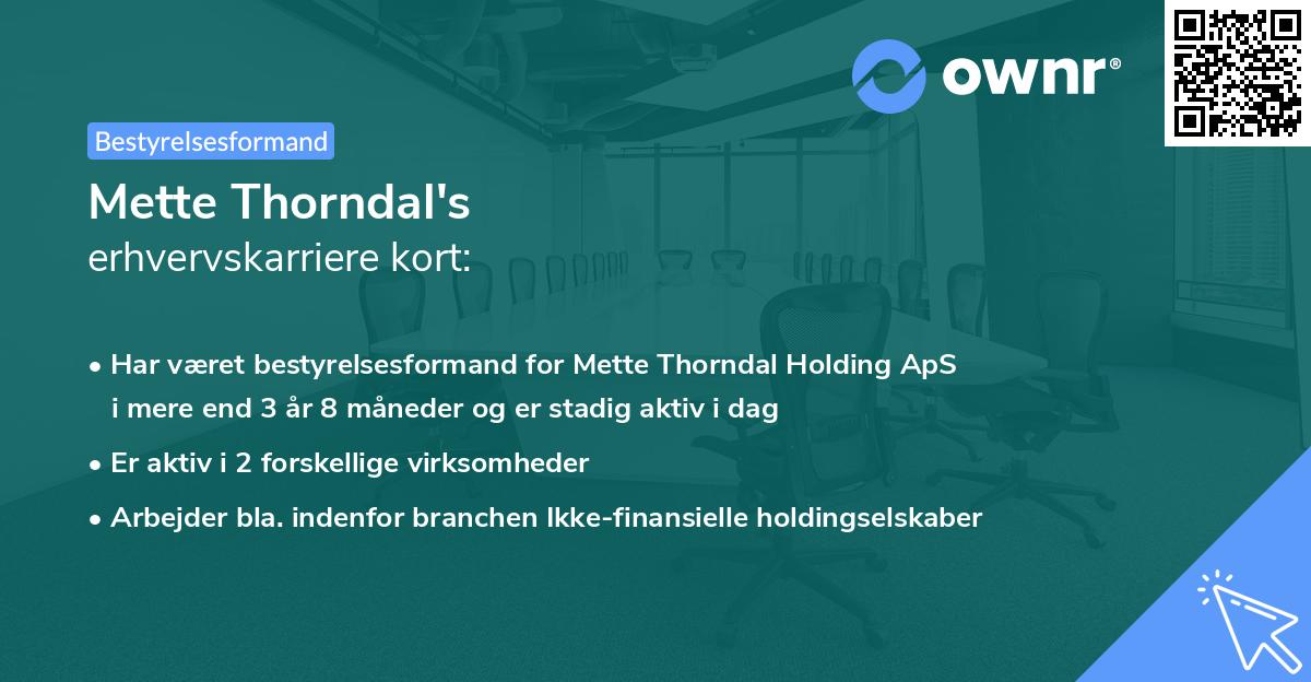 Mette Thorndal's erhvervskarriere kort