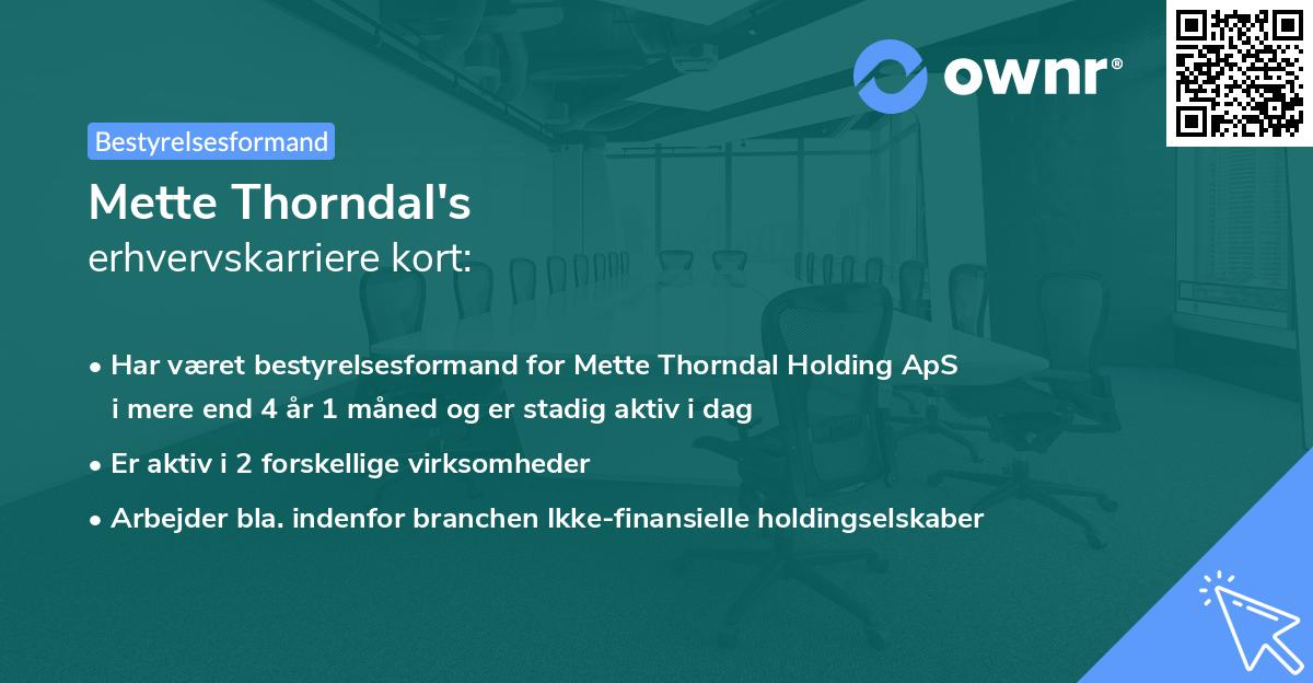 Mette Thorndal's erhvervskarriere kort