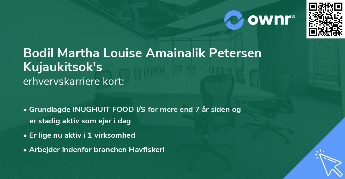 Bodil Martha Louise Amainalik Petersen Kujaukitsok's erhvervskarriere kort
