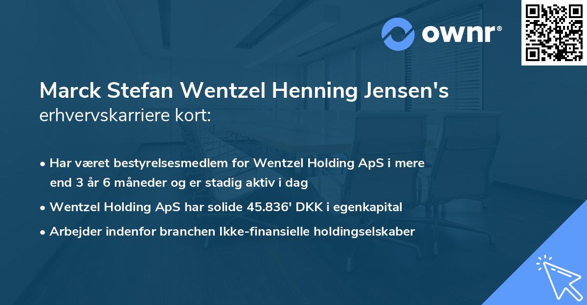 Marck Stefan Wentzel Henning Jensen's erhvervskarriere kort