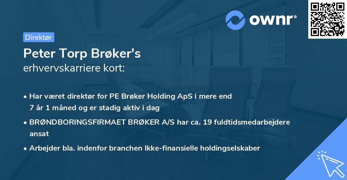 Peter Torp Brøker's erhvervskarriere kort