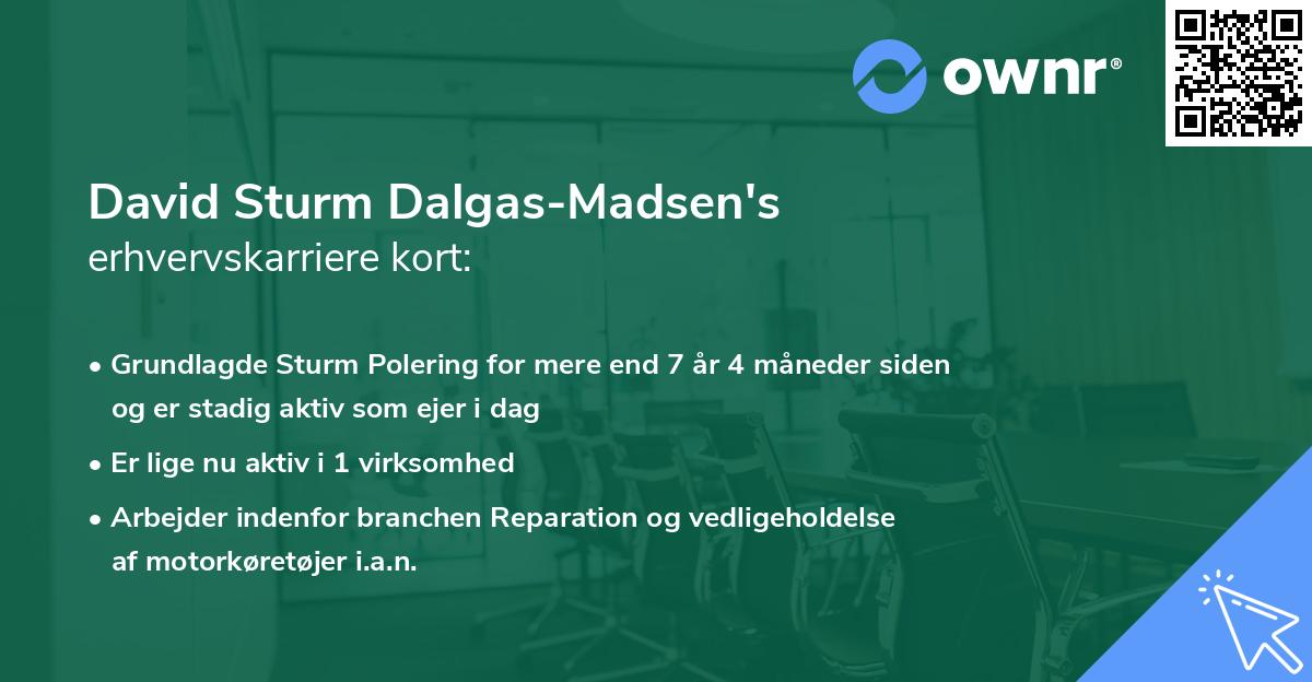 David Sturm Dalgas-Madsen's erhvervskarriere kort