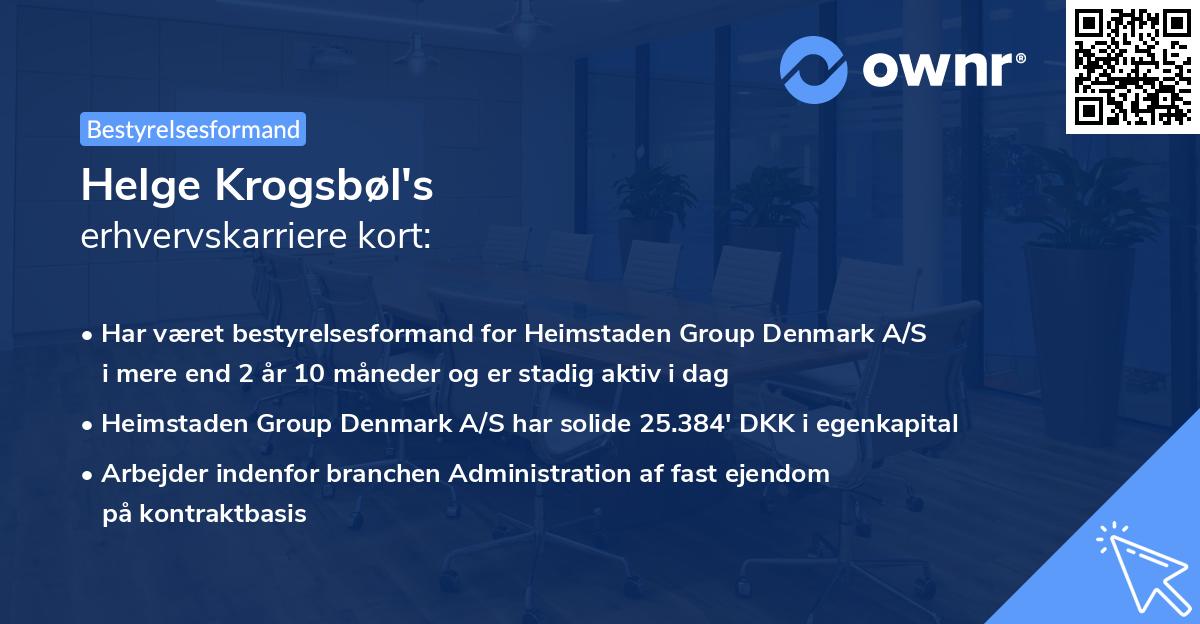 Helge Krogsbøl's erhvervskarriere kort