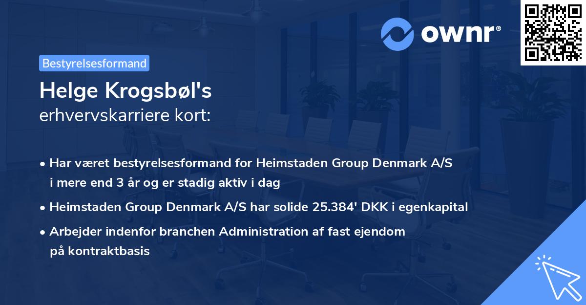 Helge Krogsbøl's erhvervskarriere kort